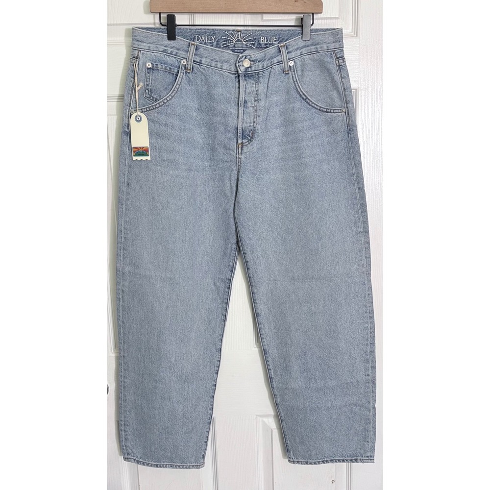Daily Blue by AG Mantra Jeans 31 Lake Blue High Rise Barrel Leg Denim NEW